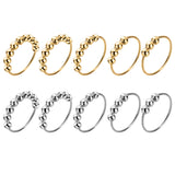 PANTIDE 10Pcs Anxiety Bead Rings Alloy Stackable Fidget Spinner Rings Unisex Anti Anxiety Rings with Beads Worry Anxiety Stress Relief Jewelry Gift for Women Men Teen Girls Size 8 (Gold & Silver)