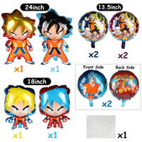 PANTIDE 10Pcs Dragon Ball Goku Balloons, Double Sided DBZ Super Saiyan Goku Gohan Character Party Decorations, Birthday Celebration Foil Balloon Set, Dragon Ball Birthday Party Supplies Party Favors