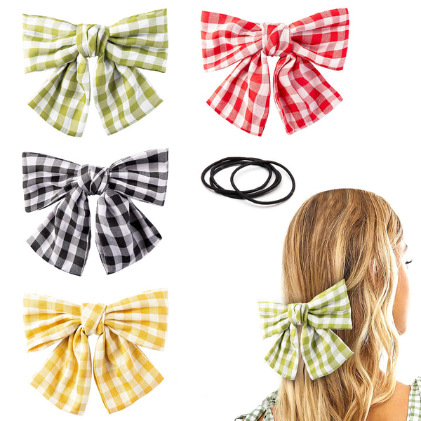 Stylish Bow with Big Ribbon Hair Clip for Women & girls color GREEN