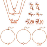 PANTIDE 12 Pcs Constellation Zodiac Layer Horoscope Necklaces Bracelet Earrings Jewelry for Women Initial 14K Gold Rose Gold Silver Plated 12 Constellation Charm Adjustable Accessories Gift with Cards