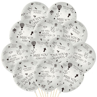 PANTIDE 37Pcs Memorial Balloons Set White Remembrance Funeral Celebration of Life Biodegradable Latex Balloons with Ribbon Miss You Forever Love You Always We Will Never Forget You Balloons Decorations