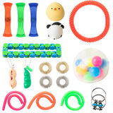 20 Pack Fidget Toys Set - Mesh & Marble Flippy Chain Stretchy String Fidget Hoop Squeeze The Bean Peanut Bubble Balls Mochi Animal Tube Relieve Stress Anxiety Sensory Game Gifts for Kids & Adults