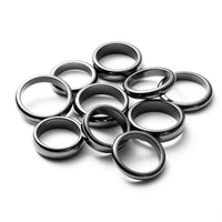 PANTIDE 10Pcs Hematite Magnetic Rings for Women Men Unisex Anxiety Balance Root Chakra Hematite Stone Band Rings Jewelry Accessories 6mm 4mm Width Black Anniversary Birthday Gifts, Mix Sizes