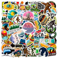 PANTIDE 103 Pcs Sasquatch Stickers Outdoor Waterproof Vinyl Stickers for Laptop Bottles Skateboard Bike Trucks Travel Case Phone Cartoon Sasquatch Forest Graffiti Decals Gifts for Kids Teens Adults