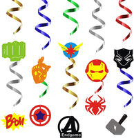 PANTIDE 30Pcs Superhero Hanging Swirl Decorations｜Avengers Whirls Glitter Foil Ceiling Swirls Streamers Party Supplies Decorations｜Great for Birthday Baby Shower Wedding Graduation Party