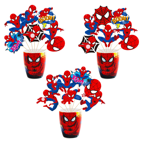 PANTIDE Spiderman Party Decorations - 30Pcs Spiderman Centerpiece Sticks Table Toppers, Double Sided Cupcake Toppers Photo Booth Props, Avengers Superhero Party Decor Supplies Favors for Kids Birthday