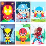 PANTIDE 10Pcs Superhero Mosaic Sticker Art Kits for Kids, Superhero Themed DIY Sticky 3D Handmade Foam Art Puzzles, Superhero Drawing Mosaic Sticker Craft Activity, Birthday Gift for Toddlers