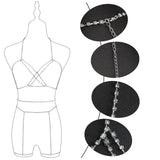 PANTIDE 3 Pieces Body Chain Jewelry for Women Girls Sliver Swimsuit Body Jewelry Rhinestone Sexy Belly Bra Chain Bikini Summer Beach Crystal Waist Belt Chain Retro Layered Hip Thigh Body