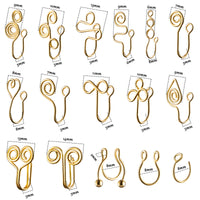 PANTIDE 16 Pcs African Nose Cuffs for Pierced Clip on Ring Non Piercing Gold Plated Heart Shape Fake Nose Hoop Jewelry Bohemian Handmade Ear Cuffs Adjustable U Shape Alloy Septum Ring for Women Men