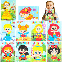 PANTIDE 10Pcs Princess Mosaic Sticker Art Kits for Girls, Princess Themed DIY Sticky 3D Handmade Foam Art Puzzles, Princess Drawing Mosaic Sticker Craft Activity, Birthday Gift for Toddlers