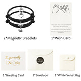 PANTIDE 2Pcs Magnetic Couples Bracelets Set- Mutual Attraction Matching Relationship Adjustable Distance Bracelet Gift with Envelop, Greeting Card, Velvet Bag for Lover Girlfriend Boyfriend