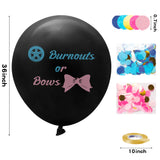 PANTIDE 2Pcs Burnouts or Bow Gender Reveal Balloons with Pink and Blue Round Confetti 36Inch Black Latex Balloons Giant Balloons Gender Reveal Party Supplies for Boys or Girls Baby Shower Decoration