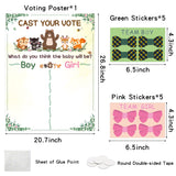 PANTIDE Woodland Animals Gender Reveal Party Games for Guests Cast Your Vote Gender Reveal Poster with Voting Stickers Forest Creature Pin Game Party Supplies for Boy or Girl Welcome Party Baby Shower