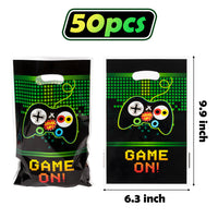 PANTIDE Video Games Party Favor Bags, Game On Plastic Loot Gifts Bags, Gaming Goody Candy Treat Bags for Kids Video Game Themed Birthday Party Supplies Decorations, Set of 50