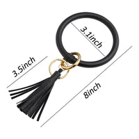 PANTIDE 3 Pack Keychain Key Rings Wristlet Bracelet Keyrings Round Durable Leather Tassel Bangle Keychain Holder for Women Girls