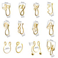 PANTIDE 12 Pcs African Fake Nose Rings Non Piercing Gold Clip Nose Ring Jewelry Bohemian Handmade Ear Cuff Gold Plated Stainless Steel Adjustable U Shape Nose Ring Fake Gypsy Nose Cuff for Women Girls