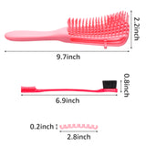 PANTIDE 3 Pack Detangling Brush Set with Edge Brush for Natural Hair, Hair Detangler for Afro American Textured 3a to 4c Natural, Curly, Kinky Wavy, Wet/Dry, Long, Thick Hair(Black, Pink)