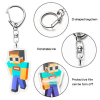 Laffact 8 Packs Dream SMP Mcyt Keychains Game Character Acrylic Keyring Accessories for Keys Wallets Bags Collectible Anime Figure Pendant Hanging Key Chain Decor with Metal Rotatable Link for Kids