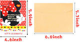 Laffact 36Pcs Party Invitation Cards for Kids Cartoon Mouse Themed Birthday with Envelopes and Stickers-5.90"x4.30" Double Sided Printed Fill-in the Blank, Red and Black Mouse Party Supplies Favors