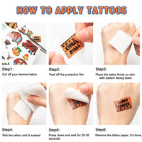 PANTIDE 100Pcs Camping Temporary Tattoos for Kids Fake Tattoos Stickers Waterproof Non-toxic Cartoon Body Stickers with Animals Cars Tents Happy Camper Theme Party Favors Supplies Birthday Gifts