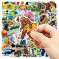 PANTIDE 103 Pcs Sasquatch Stickers Outdoor Waterproof Vinyl Stickers for Laptop Bottles Skateboard Bike Trucks Travel Case Phone Cartoon Sasquatch Forest Graffiti Decals Gifts for Kids Teens Adults