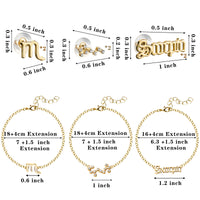 PANTIDE 12Pcs Constellation Zodiac Layer Necklaces Bracelet Earrings Aquarius Pisces Aries Taurus Gemini Cancer Leo Virgo Libra Scorpio Sagittarius Capricorn Initial Dainty Jewelry Gift for Girl Women