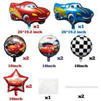 PANTIDE 10 Packs Race Car Foil Balloons, Double-Sided Racing Car Checkered Balloons Party Favors Decorations Supplies for Kids Boys Birthday Party Baby Shower, Let’s Go Racing Birthday Celebration Set