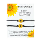 PANTIDE 2Pcs Handmade Sunflower Bracelets Adjustable Boho Bracelets Friendship Bracelets Distance Matching Bracelets for Best Friends Couple Family Sisters Girlfriend Teen Girls Birthday Gift