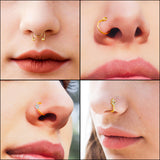 PANTIDE 12 Pcs Fake Nose Rings Hoop Adjustable Stainless Steel Faux Piercing Jewelry Ear Lip Cartilage Tragus Septum Ring Non-Pierced Clip On Circle Nose Hoop Rings Earrings Cuff for Women Men Girls