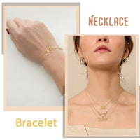 PANTIDE 12 Pcs Constellation Zodiac Layer Horoscope Necklaces Bracelet Earrings Jewelry for Women Initial 14K Gold Rose Gold Silver Plated 12 Constellation Charm Adjustable Accessories Gift with Cards