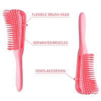 PANTIDE 3 Pack Detangling Brush Set with Edge Brush for Natural Hair, Hair Detangler for Afro American Textured 3a to 4c Natural, Curly, Kinky Wavy, Wet/Dry, Long, Thick Hair(Black, Pink)