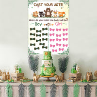 PANTIDE Woodland Animals Gender Reveal Party Games for Guests Cast Your Vote Gender Reveal Poster with Voting Stickers Forest Creature Pin Game Party Supplies for Boy or Girl Welcome Party Baby Shower