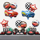 PANTIDE 10 Packs Race Car Foil Balloons, Double-Sided Racing Car Checkered Balloons Party Favors Decorations Supplies for Kids Boys Birthday Party Baby Shower, Let’s Go Racing Birthday Celebration Set