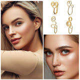 PANTIDE 16 Pcs African Nose Cuffs for Pierced Clip on Ring Non Piercing Gold Plated Heart Shape Fake Nose Hoop Jewelry Bohemian Handmade Ear Cuffs Adjustable U Shape Alloy Septum Ring for Women Men