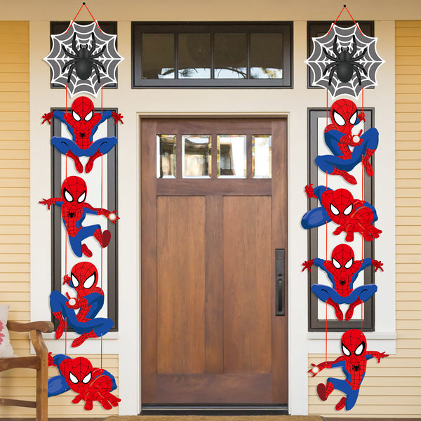 PANTIDE Spiderman Cutouts Door Sign Porch Sign Door Banner, Hanging Flags for Outdoor Indoor Home Wall Decor, Avengers Superhero Themed Birthday Party Banner Party Decorations Supplies (10 Packs)