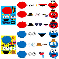 PANTIDE 36Pcs Sesame Make-a-face Stickers Sheets, Make Your Own Sesame Stickers for Kids, Sesame Party Supplies Party Favor, Sesame Mix and Match Stickers with Elmo Cookie Monster Big Bird