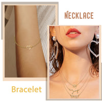 PANTIDE 12 Pcs Constellation Zodiac Layer Horoscope Necklaces Bracelet Earrings Jewelry for Women Initial 14K Gold Rose Gold Silver Plated 12 Constellation Charm Adjustable Accessories Gift with Cards