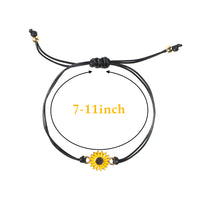 PANTIDE 2Pcs Handmade Sunflower Bracelets Adjustable Boho Bracelets Friendship Bracelets Distance Matching Bracelets for Best Friends Couple Family Sisters Girlfriend Teen Girls Birthday Gift