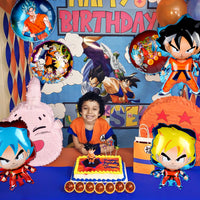 PANTIDE 10Pcs Dragon Ball Goku Balloons, Double Sided DBZ Super Saiyan Goku Gohan Character Party Decorations, Birthday Celebration Foil Balloon Set, Dragon Ball Birthday Party Supplies Party Favors