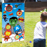 PANTIDE Superhero Toss Games with 4 Bean Bags, Superhero Indoor Outdoor Throwing Game Party Supplies for kids, Carnival Games Toss Games Banner for Birthday Party Decoration Thanksgiving Day Christmas