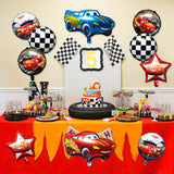 PANTIDE 10 Packs Race Car Foil Balloons, Double-Sided Racing Car Checkered Balloons Party Favors Decorations Supplies for Kids Boys Birthday Party Baby Shower, Let’s Go Racing Birthday Celebration Set