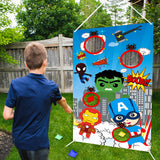 PANTIDE Superhero Toss Games with 4 Bean Bags, Superhero Indoor Outdoor Throwing Game Party Supplies for kids, Carnival Games Toss Games Banner for Birthday Party Decoration Thanksgiving Day Christmas