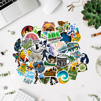 PANTIDE 103 Pcs Sasquatch Stickers Outdoor Waterproof Vinyl Stickers for Laptop Bottles Skateboard Bike Trucks Travel Case Phone Cartoon Sasquatch Forest Graffiti Decals Gifts for Kids Teens Adults