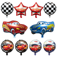 PANTIDE 10 Packs Race Car Foil Balloons, Double-Sided Racing Car Checkered Balloons Party Favors Decorations Supplies for Kids Boys Birthday Party Baby Shower, Let’s Go Racing Birthday Celebration Set